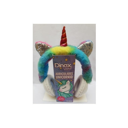 Auriculares Unicornio Cableado Afelpado Arcoiris Infantil Rosa/blanco