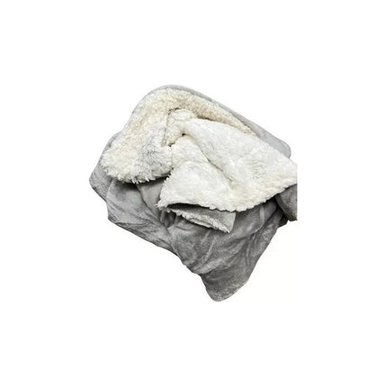 Manta Polar 2 Plazas Con Corderito 200cm X 230 Cm Calidad Liso 2050 G Gris Con Interior Blanco