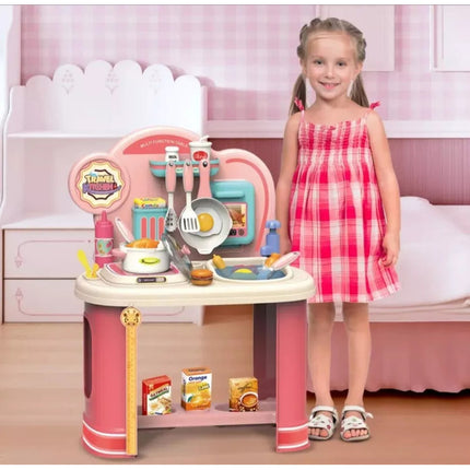 Cocina Con Pileta Para Agua, Y Accesorios, En Caja  Rosa
