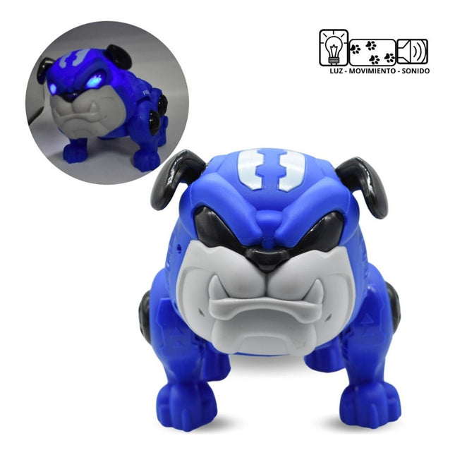 Perro Robot Pitbull Con Luz Y Sonido 20x16x14cm Azul X
