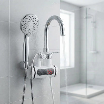 Calentador De Agua Con Duchero Completo, Ducha Y Grifo Blanco 1 W