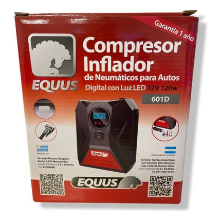 Compresor Inflador De Neumáticos Digital 12v Equus Negro