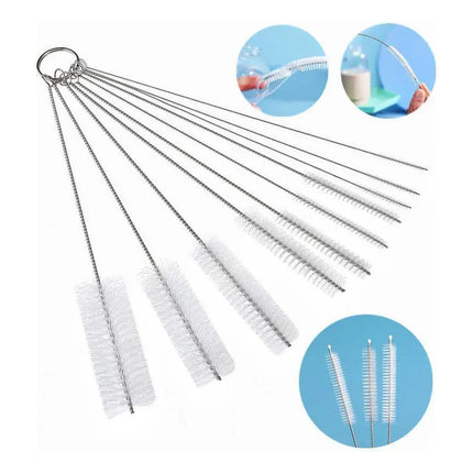 Limpia Bombilla Cepillo Acero Inoxidable Pack X10