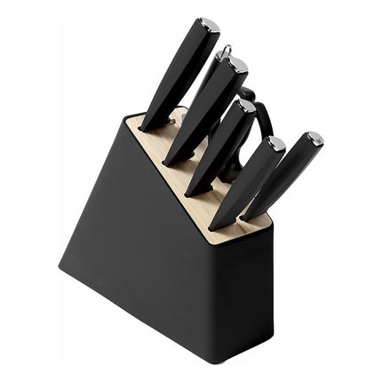 Set De Cuchillos Y Tijera 7 Piezas 24kk-06 Negro