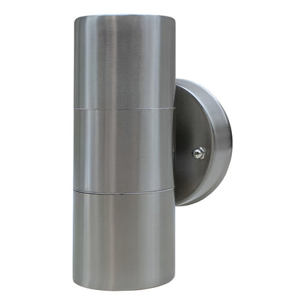 Foco Exterior 2 Luces Metal Pulidoestilo Moderno Plateado