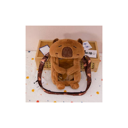 Bolso Portacelular De Felpa Diseño Carpincho Capibara Marrón
