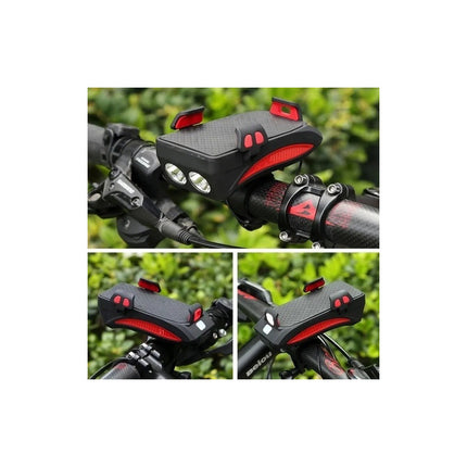 Farol Luz Led  Bicicleta 4 En 1 Bocina+luz+cargador+soporte