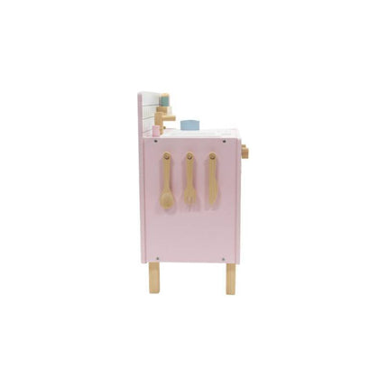 Cocina De Madera Con Accesorios 63x53x30.5cm. Juguete Rosado