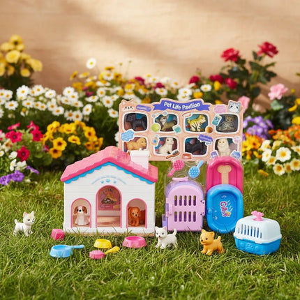 Mini Casa De Mascotas Con Accesorios Ty368132a Rosa