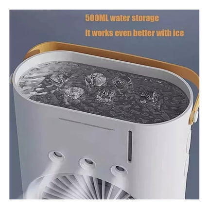 Ventilador Doble Portatil Humificador Con Luz Led