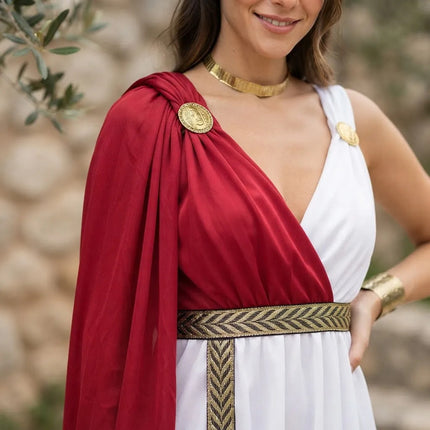 Disfraz De Romana Para Mujer Adulta Con Accesorios Rojo L