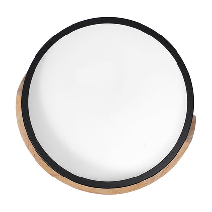 Plafon Led 30 Cm Metal Y Madera Luz Led Blanco  Frío Negro