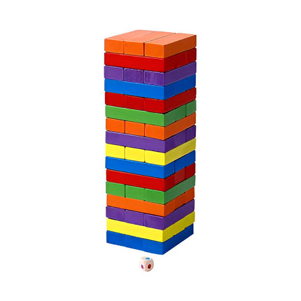 Juego Torre De Madera Jenga De Colores En Caja