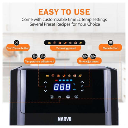 Freidora Sin Aceite Marvo Haf-106 8l Negro Negro