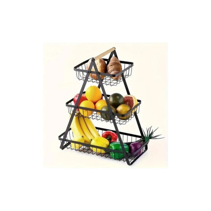 Organizador Para Cocina De Metal Frutero 3 Niveles Negro
