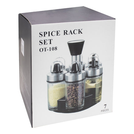 Especiero Giratorio 9 Frascos Vidrio Y Acero Inox.