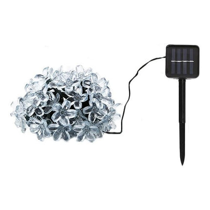 Guirnalda Solar Para Exterior Decoración Flores Blancas