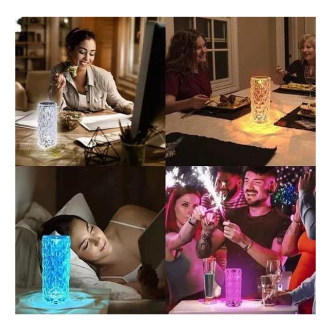 Lampara De Mesa Diamante16 Colores Tactil Recargable Agua Colores