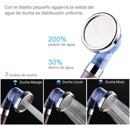 Filtro Ducha 3 Posiciones Ahorro Y Masajes + Manguera +sprte Azul