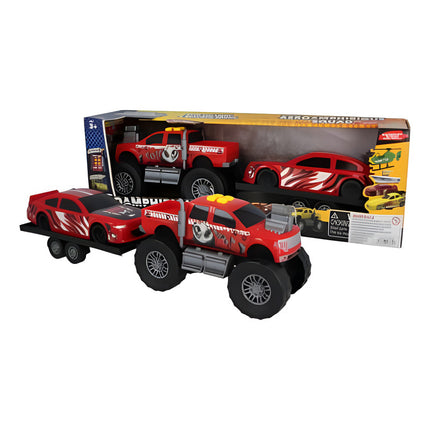 Camioneta Con Tráiler Y Auto 38 X 6.5 Cm X