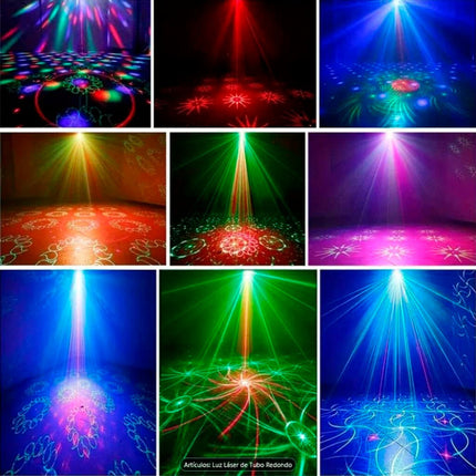 Mini Proyector Laser 8en1 Luces Rg Discoteca