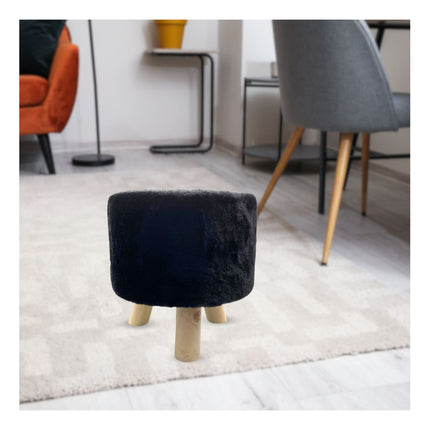 Banco Puff Redondo Con Patas De Madera 30x30cm