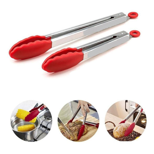 Pinzas De Metal Con Silicona Para Alimentos Acero Inox  X2