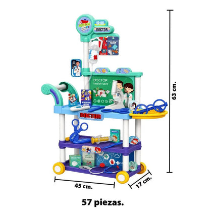 Set Doctor Con Carro Valija  Completa 57 Piezas V