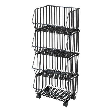 Carrito Organizador 4 Canastos Apilables Con Ruedas