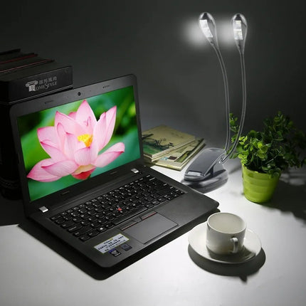 Lampara Led Doble Con Pinza Leer Libros Atril Partituras  Negro