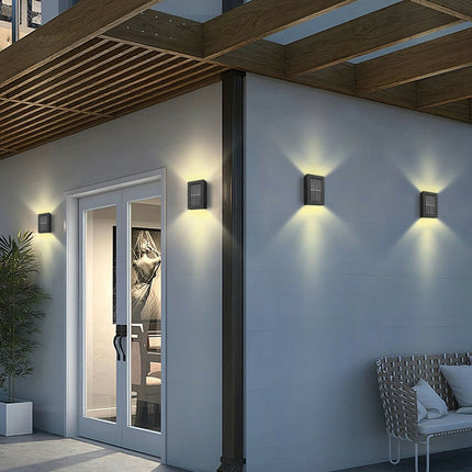 Foco Solar Led Aplique   Decoración Fotocélula Calida Negro