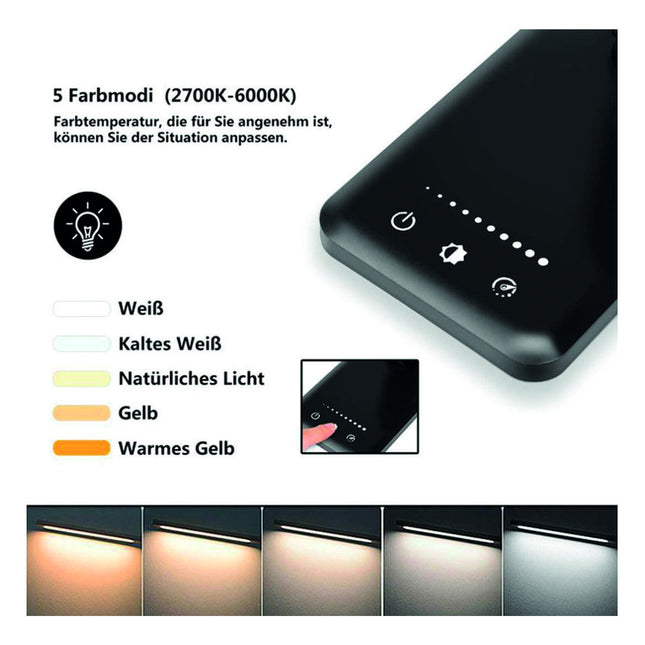 Lampara De Escritorio Led C/cargador Qi Negra Negro