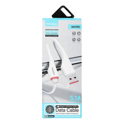 Cable De Carga 1m Ca-8931 Usb  V8 Blanco