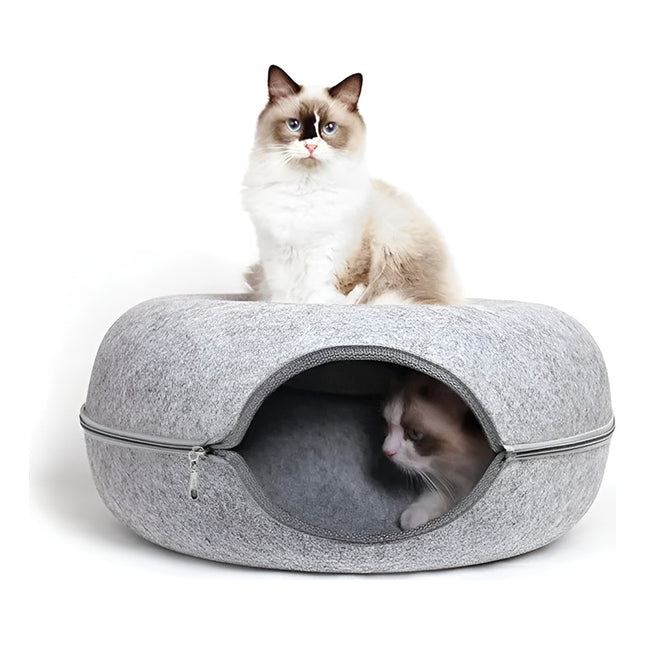 Cama Para Gato Ovalada De Fieltro Con Cierra 60 Cm Varios