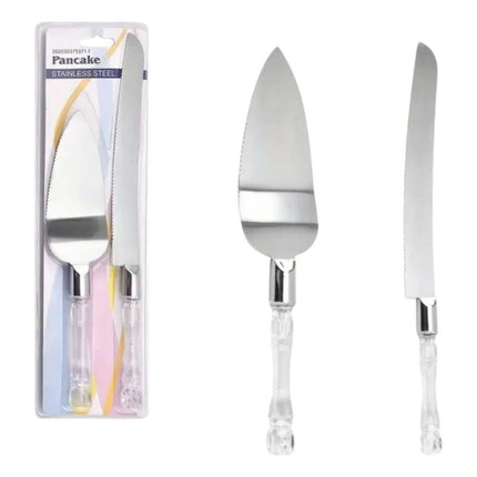 Set De Espátula Y Cuchillo Para Postres 33x10cm. Gris