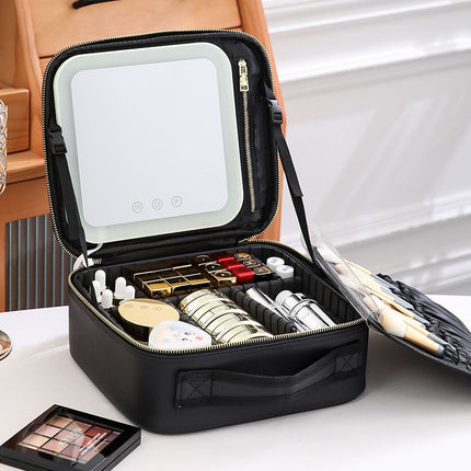 Neceser  Con Espejo Con Luz Usb Varias Reparticiones Bolso B