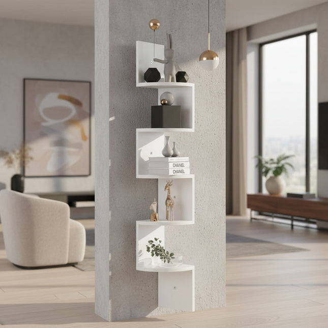 Estante Esquinero De 5 Estantes Estilo Minimalista Blanco