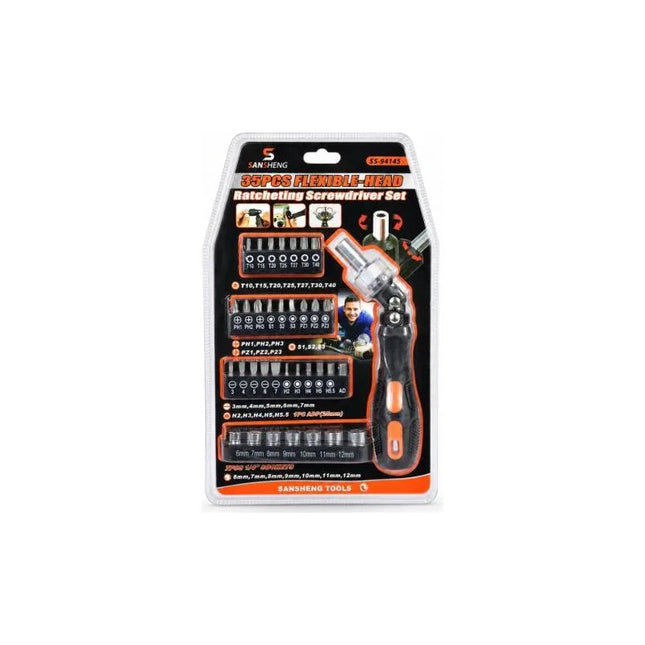 Set De Destornillador Criquet Y Accesorios 35pcs Ctl00291 Naranja Y Negro