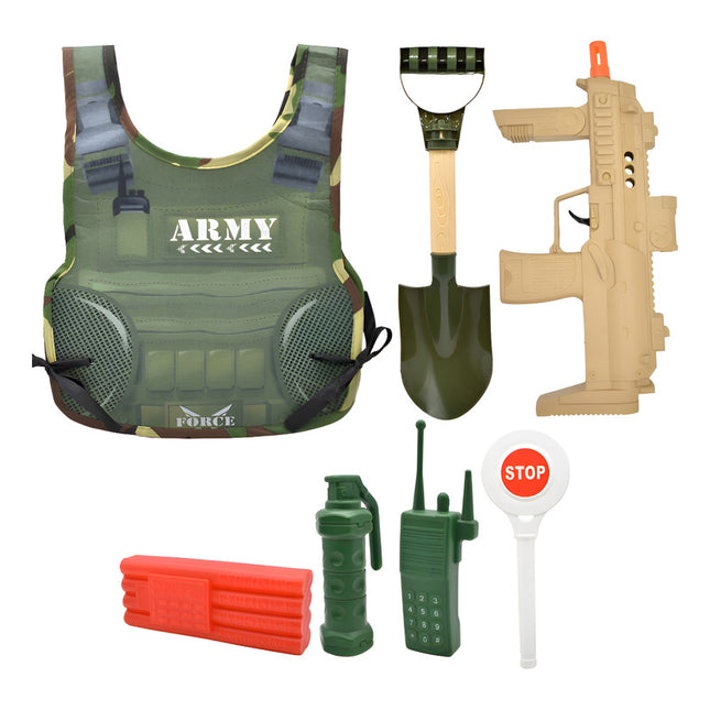 Set De Militar Con Accesorios 7pcs. Verde Verde
