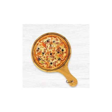 Tabla Redonda Madera Bamboo C/mango Pizza Parrilla 50x35x1cm A