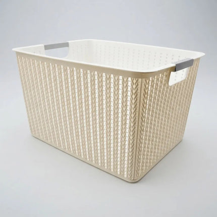 Canasto Labrado Con Asas 35x26x21cm Chw02217 Beige