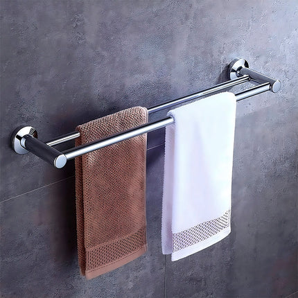 Toallero Doble Cromado 57cm Para Bano Plateado