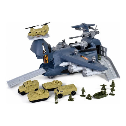 Set Militar Con Avión Porta Vehículos 35x35cm Ty372740a Avión