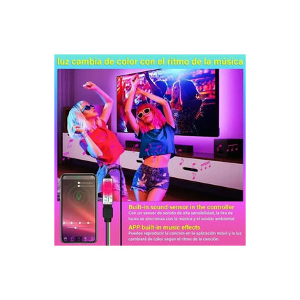 Tira Led Rgb Smart Control Wifi Multicolor Ritmica 5 M Rgb