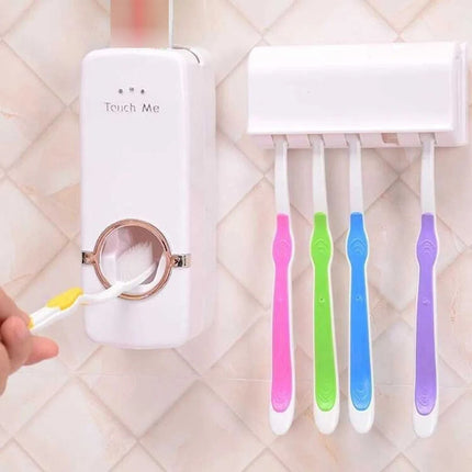 Dispensador Pasta Dental Y Porta Cepillo Practico