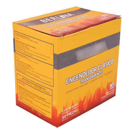 Encendedor Transparente Berlina, Caja X50