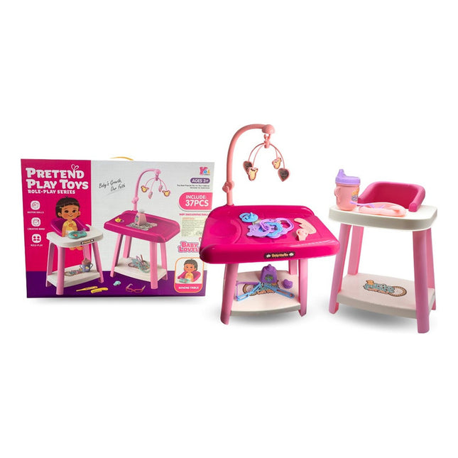 Set De Silla De Comer Y Cambiador Para Muñecas