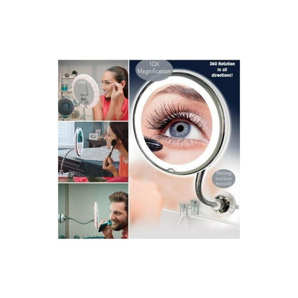 Espejo Flexible Luz Con Ventosa Aumento X10  Ventosa