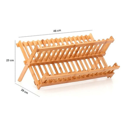 Escurridor Plegable De Bambú 2 Niveles Para Mesada Bambú