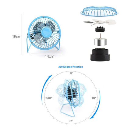 Ventilador Chico Y Portatil Conexión Usb Ideal P Escritorio 15 Cm